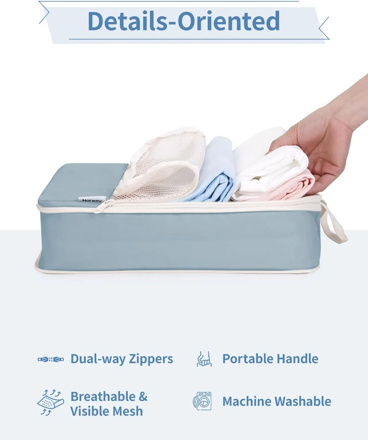 Narwey 6 Set Compression Packing Cubes Travel for Carry on Women, Packing Organizers Bag for Backpack Luggage Suitcase Duffle Bags