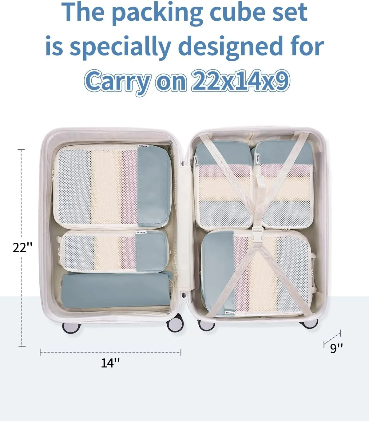Narwey 6 Set Compression Packing Cubes Travel for Carry on Women, Packing Organizers Bag for Backpack Luggage Suitcase Duffle Bags