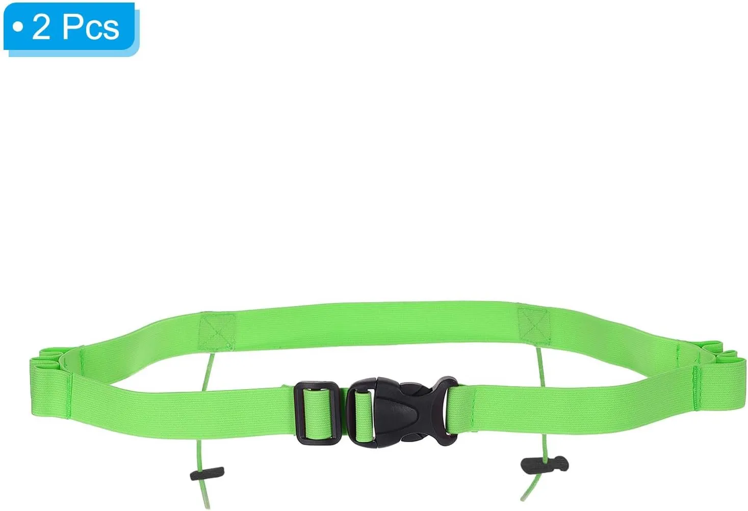 PATIKIL Elastic Triathlon Running Belt, 2 Pack Adjustable Race Number Belt Race Belt Bib Holder with 6 Energy Gel Loops for Marathons Racing Cycling, Green