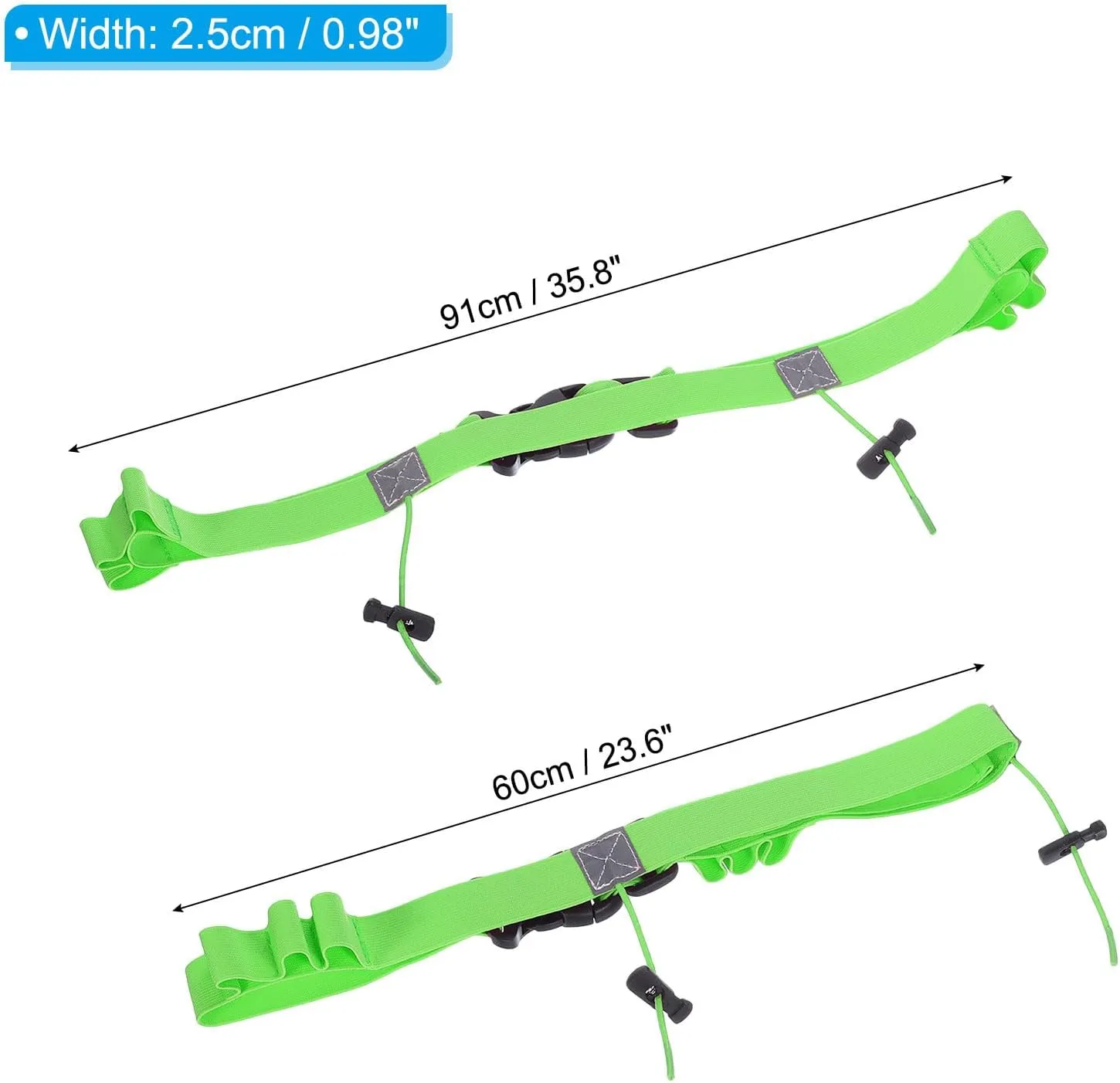 PATIKIL Elastic Triathlon Running Belt, 2 Pack Adjustable Race Number Belt Race Belt Bib Holder with 6 Energy Gel Loops for Marathons Racing Cycling, Green