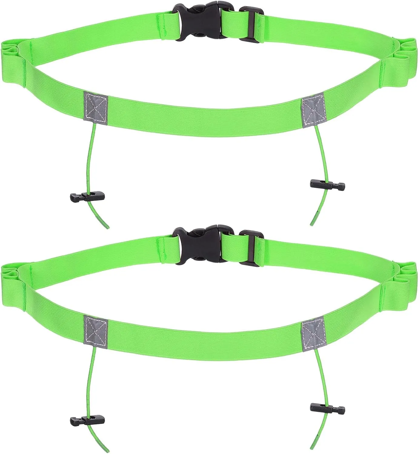 PATIKIL Elastic Triathlon Running Belt, 2 Pack Adjustable Race Number Belt Race Belt Bib Holder with 6 Energy Gel Loops for Marathons Racing Cycling, Green