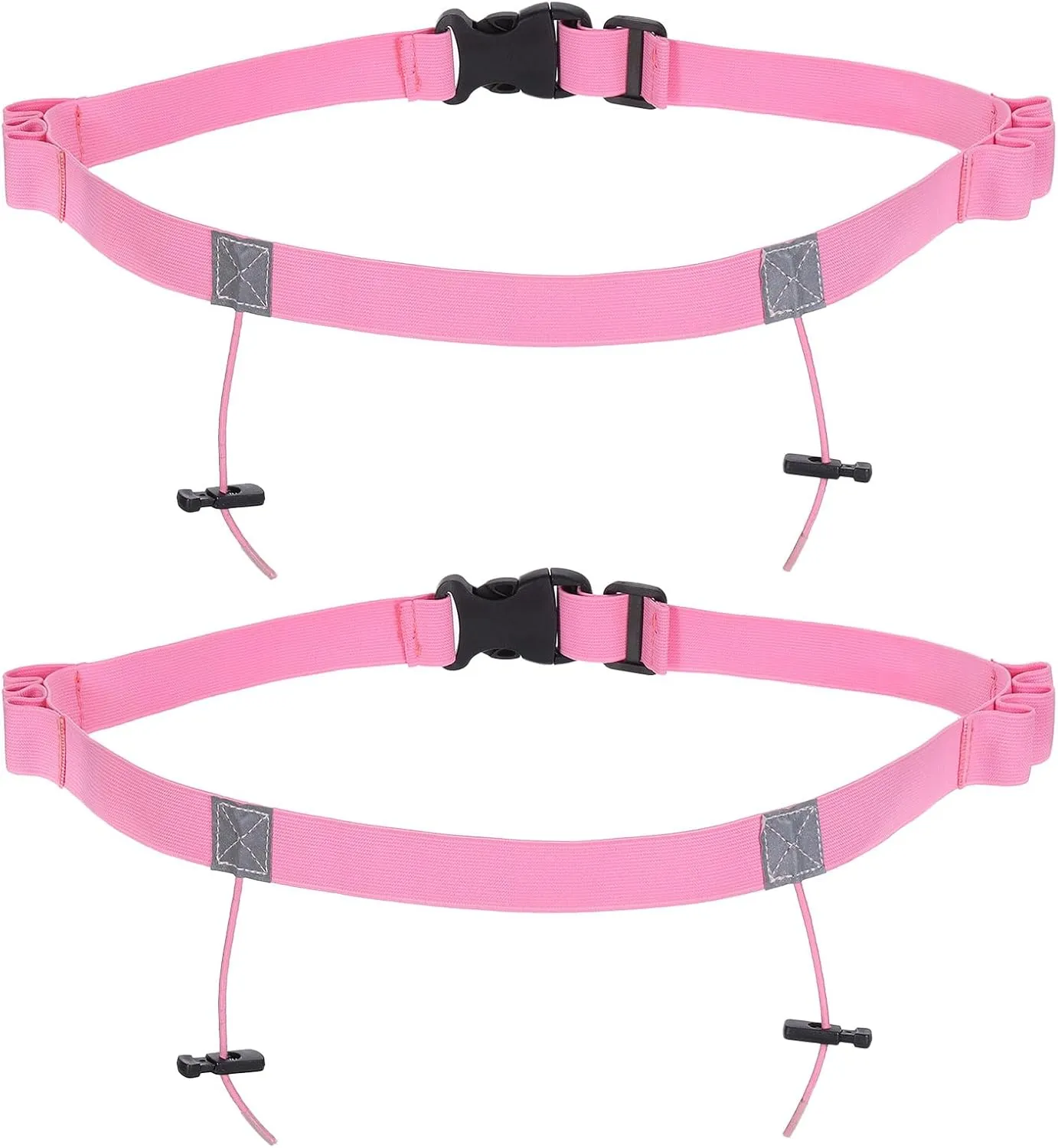 PATIKIL Elastic Triathlon Running Belt, 2 Pack Adjustable Race Number Belt Race Belt Bib Holder with 6 Energy Gel Loops for Marathons Racing Cycling, Pink