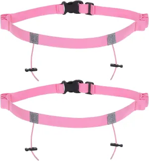 PATIKIL Elastic Triathlon Running Belt, 2 Pack Adjustable Race Number Belt Race Belt Bib Holder with 6 Energy Gel Loops for Marathons Racing Cycling, Pink
