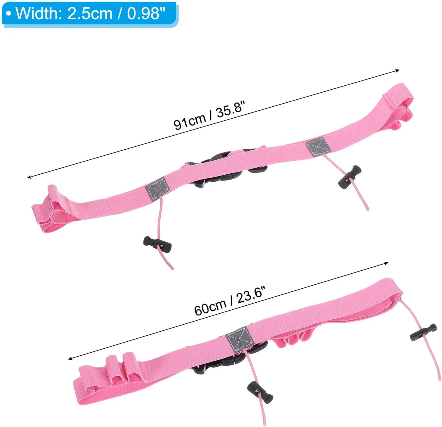 PATIKIL Elastic Triathlon Running Belt, 2 Pack Adjustable Race Number Belt Race Belt Bib Holder with 6 Energy Gel Loops for Marathons Racing Cycling, Pink