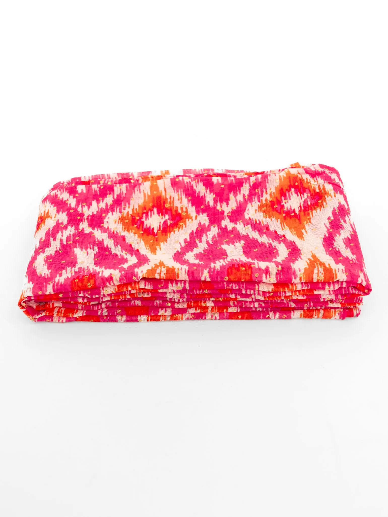 Rani Lightweight Cotton Scarf - Pink/Orange, Aztec Print