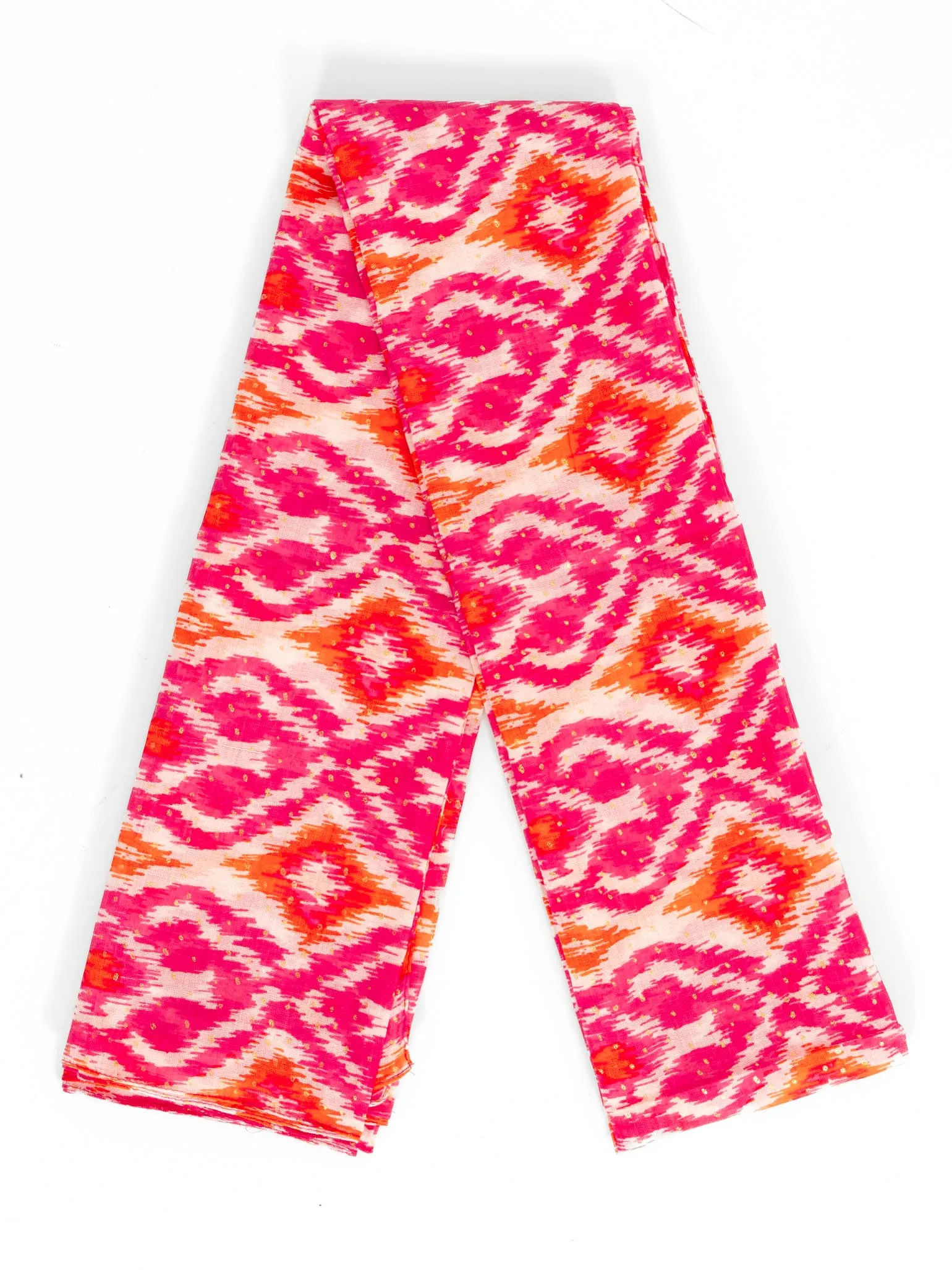 Rani Lightweight Cotton Scarf - Pink/Orange, Aztec Print