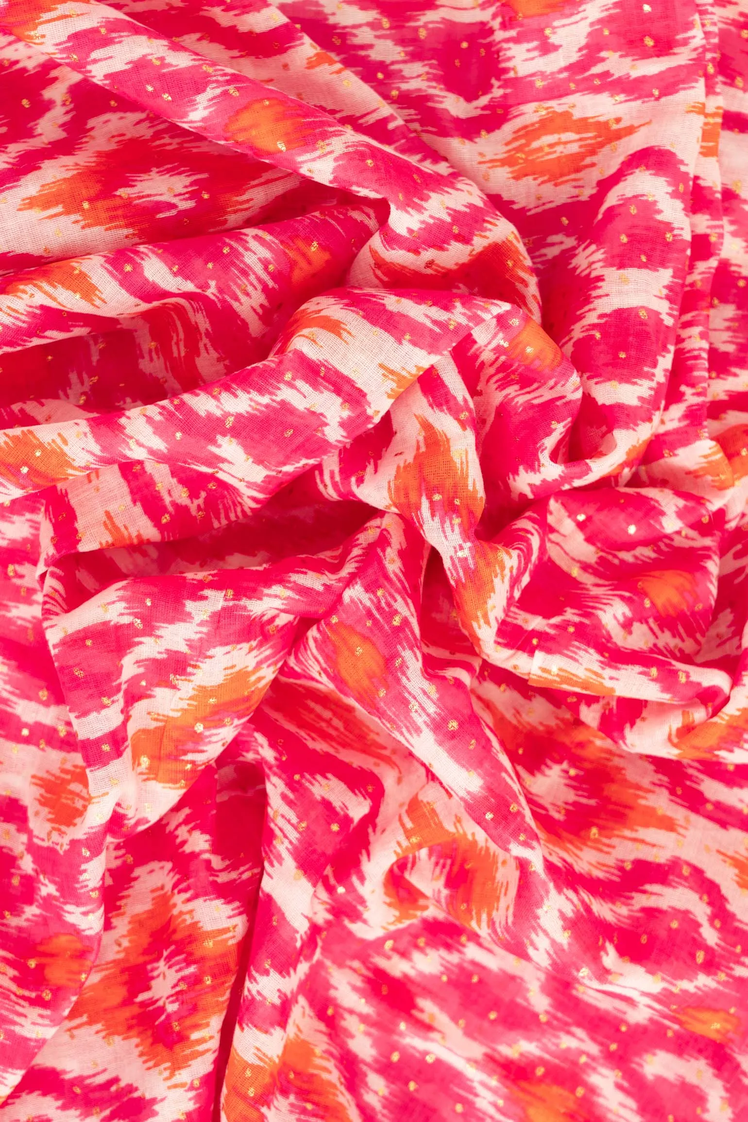 Rani Lightweight Cotton Scarf - Pink/Orange, Aztec Print