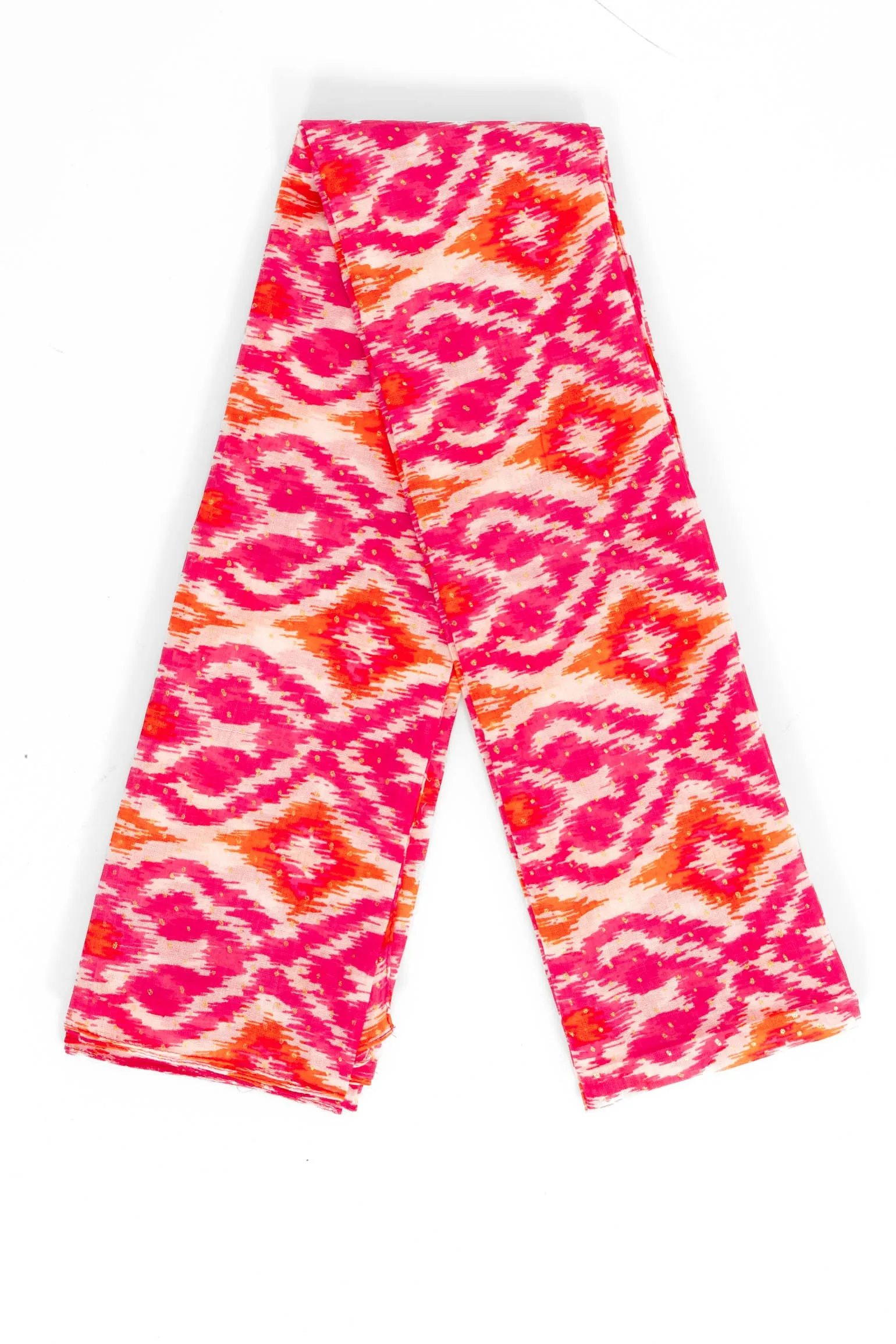 Rani Lightweight Cotton Scarf - Pink/Orange, Aztec Print