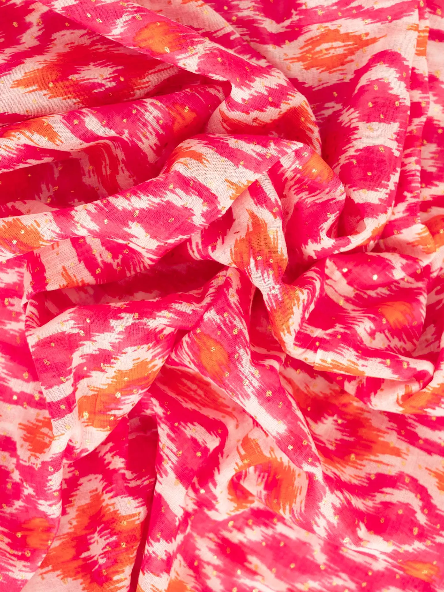 Rani Lightweight Cotton Scarf - Pink/Orange, Aztec Print