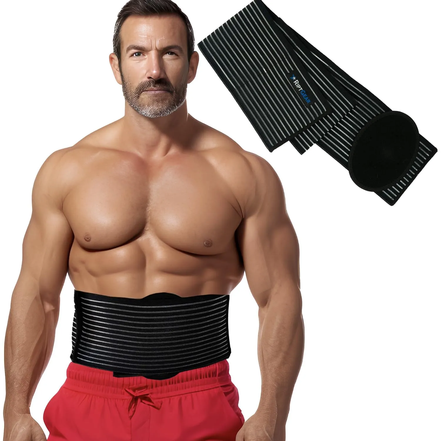 RiptGear Umbilical Hernia Belt for Men and Women - Abdominal Support Binder with Compression Pad - Supports Waist and Tummy after Surgery, Postpartum, and Belly Button Hernia Aid (Large/Extra Large)