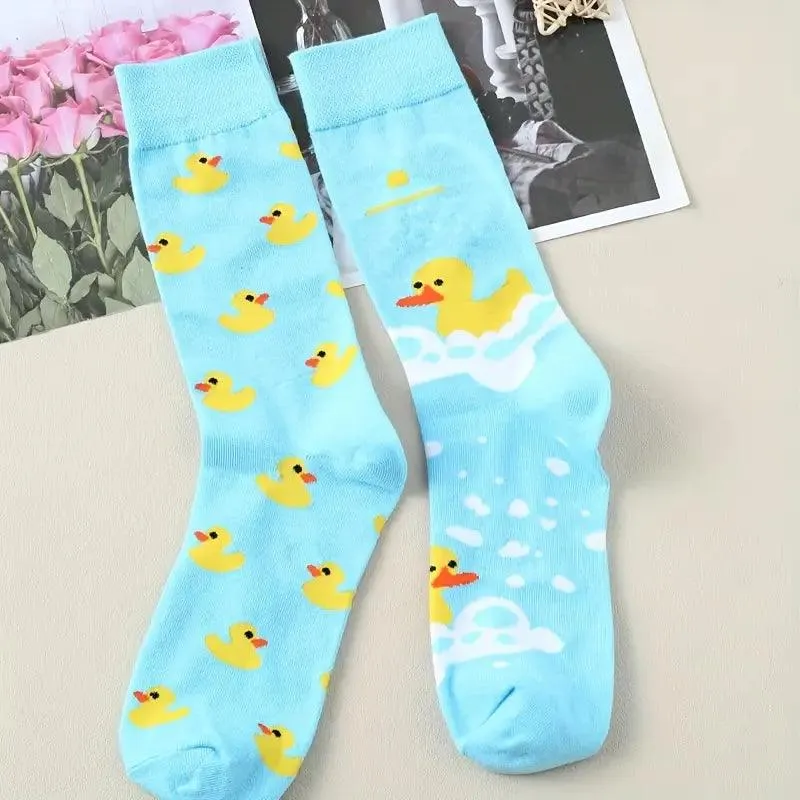 Rubber Duck Odd Cotton Socks: Fun and Playful Design
