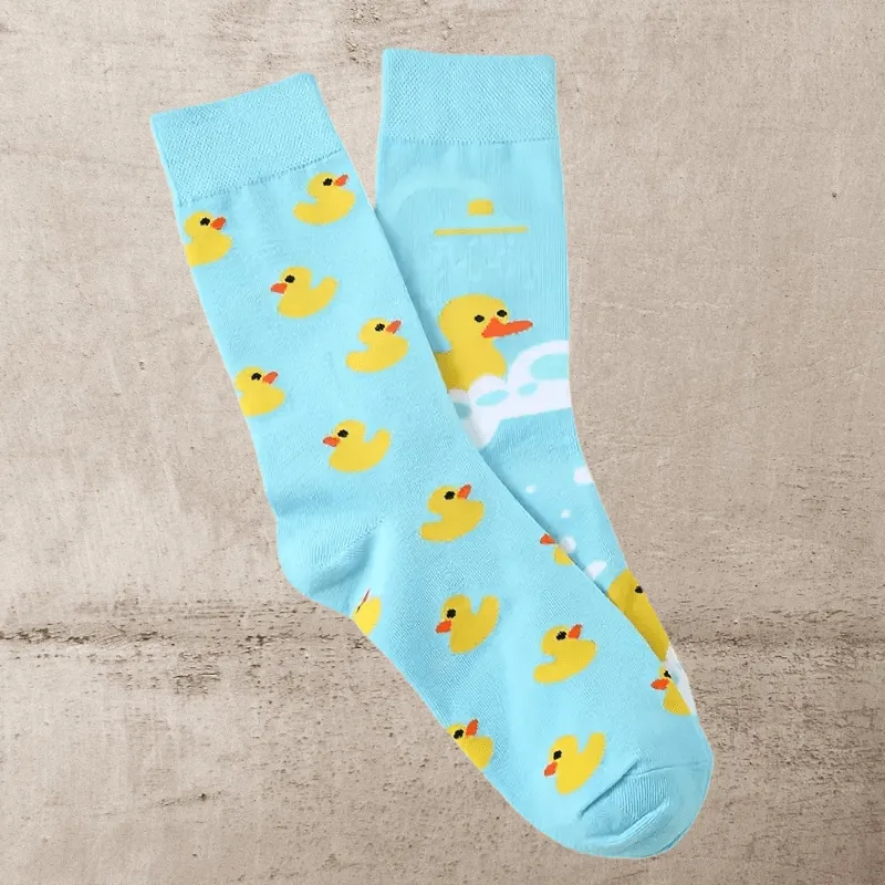 Rubber Duck Odd Cotton Socks: Fun and Playful Design