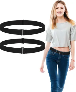 SATINIOR 2/3/4 Pack Women Elastic Stretch Belt Invisible Belts with Flat Buckle for Jeans Pants Dresses