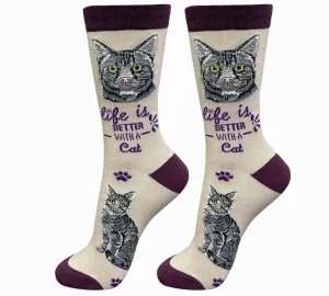 Silver Tabby Cat - Life is Better Socks