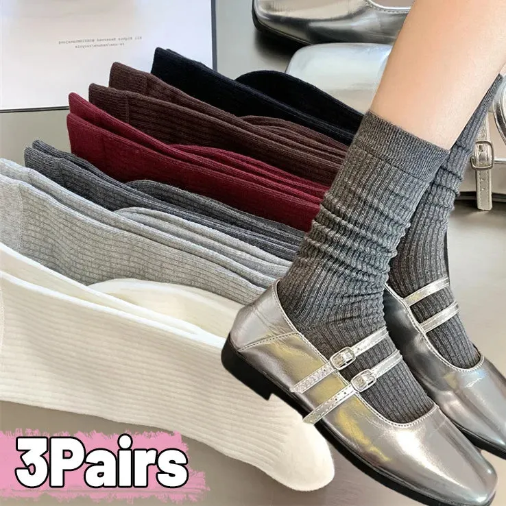Sohiwoo Korean Stripe Long Socks for Women Girls Simple Simple Cotton Socks Japanese Casual Pile Socks Fashion Stockings Accessories