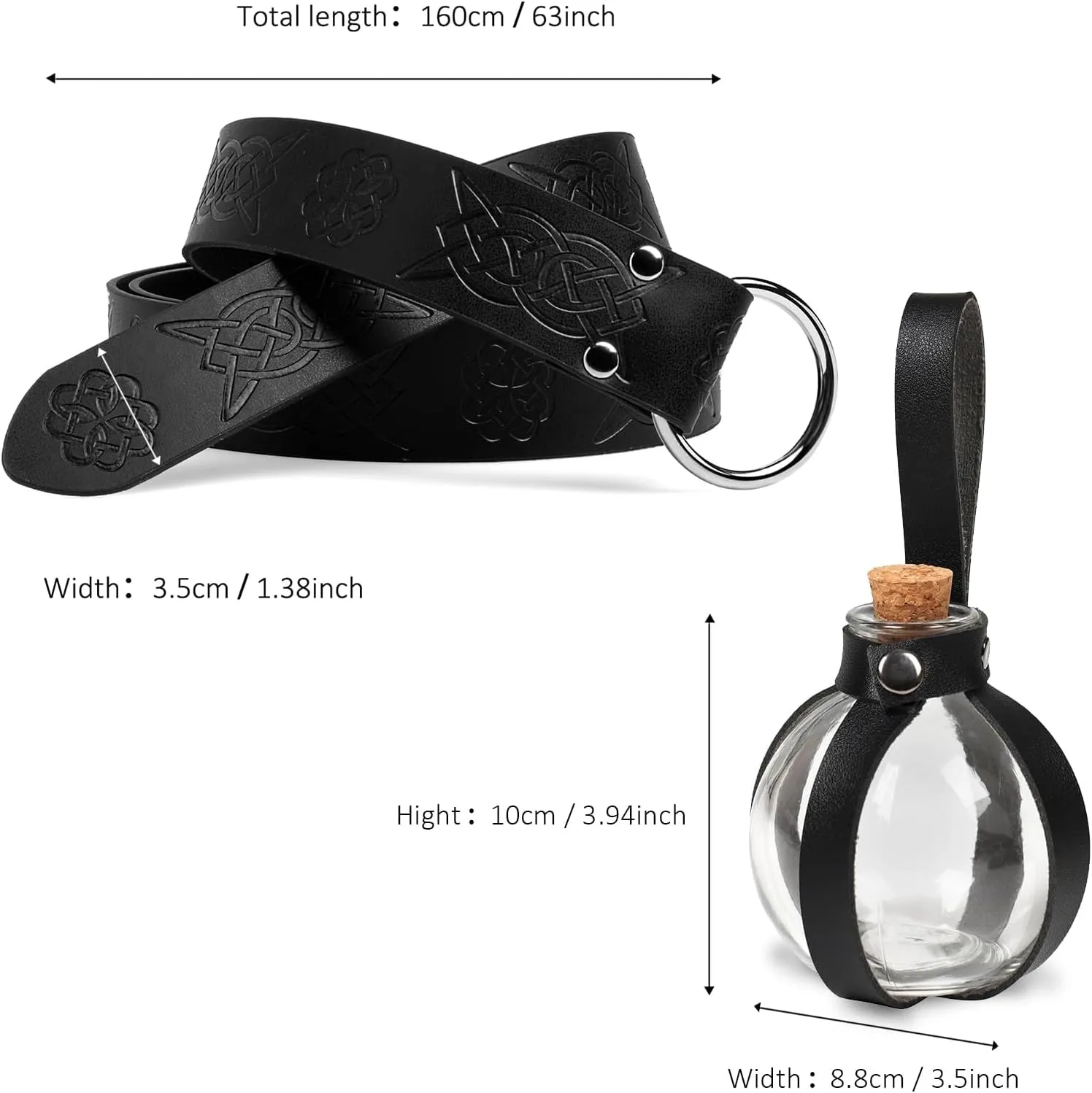 SUMGOGO 5PCS Corset Renaissance Belt Medieval Renaissance Belt Pouch Cork Potion Bottle Festival Halloween Costume Accessory