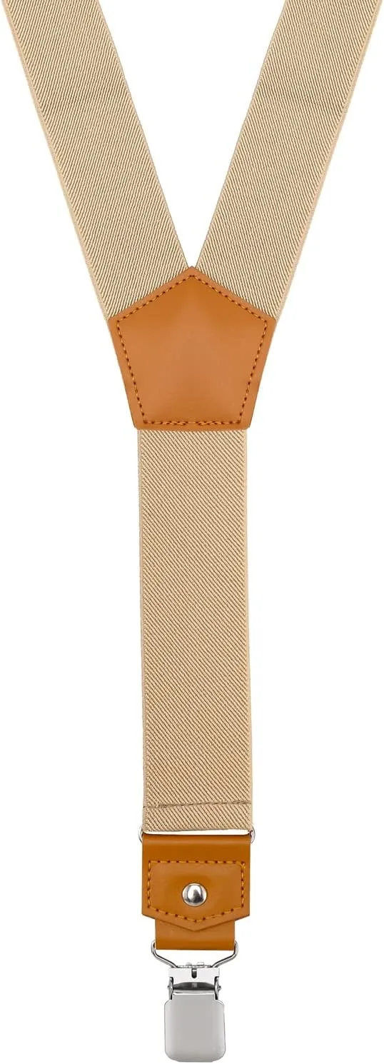 Suspenders for Men Y Back Adjustable Elastic with Strong Clips 47 Inches