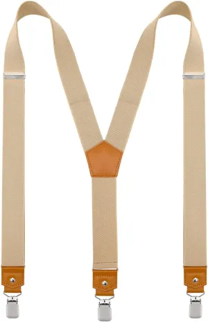 Suspenders for Men Y Back Adjustable Elastic with Strong Clips 47 Inches