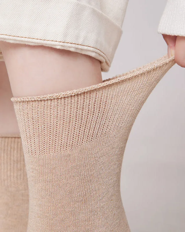 Sweetnana 3-Pack Women's Solid Cotton Crew Socks, Cozy Seamless Socks, Multi Color Casual Socks.