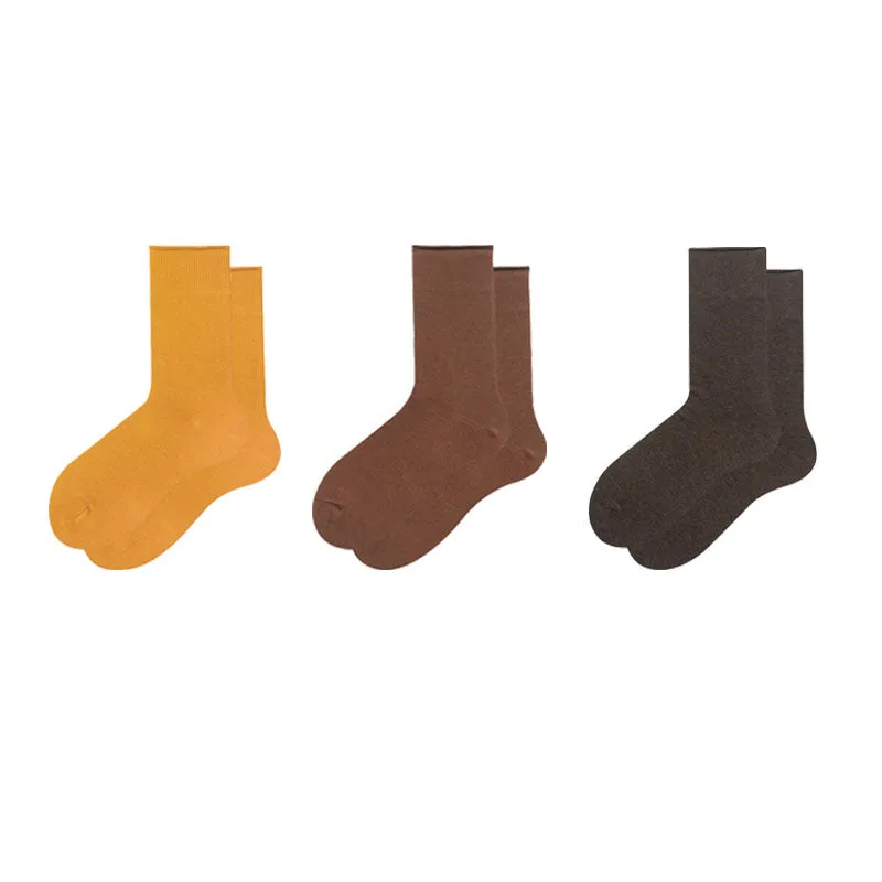 Sweetnana 3-Pack Women's Solid Cotton Crew Socks, Cozy Seamless Socks, Multi Color Casual Socks.