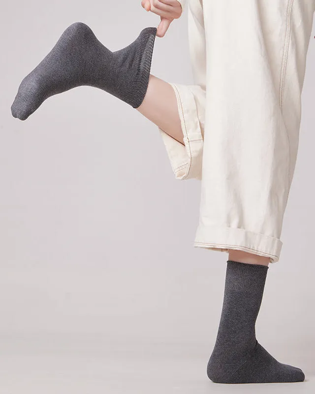 Sweetnana 3-Pack Women's Solid Cotton Crew Socks, Cozy Seamless Socks, Multi Color Casual Socks.