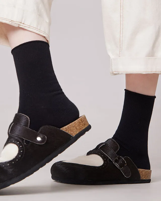 Sweetnana 3-Pack Women's Solid Cotton Crew Socks, Cozy Seamless Socks, Multi Color Casual Socks.