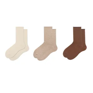 Sweetnana 3-Pack Women's Solid Cotton Crew Socks, Cozy Seamless Socks, Multi Color Casual Socks.