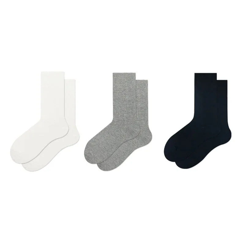 Sweetnana 3-Pack Women's Solid Cotton Crew Socks, Cozy Seamless Socks, Multi Color Casual Socks.
