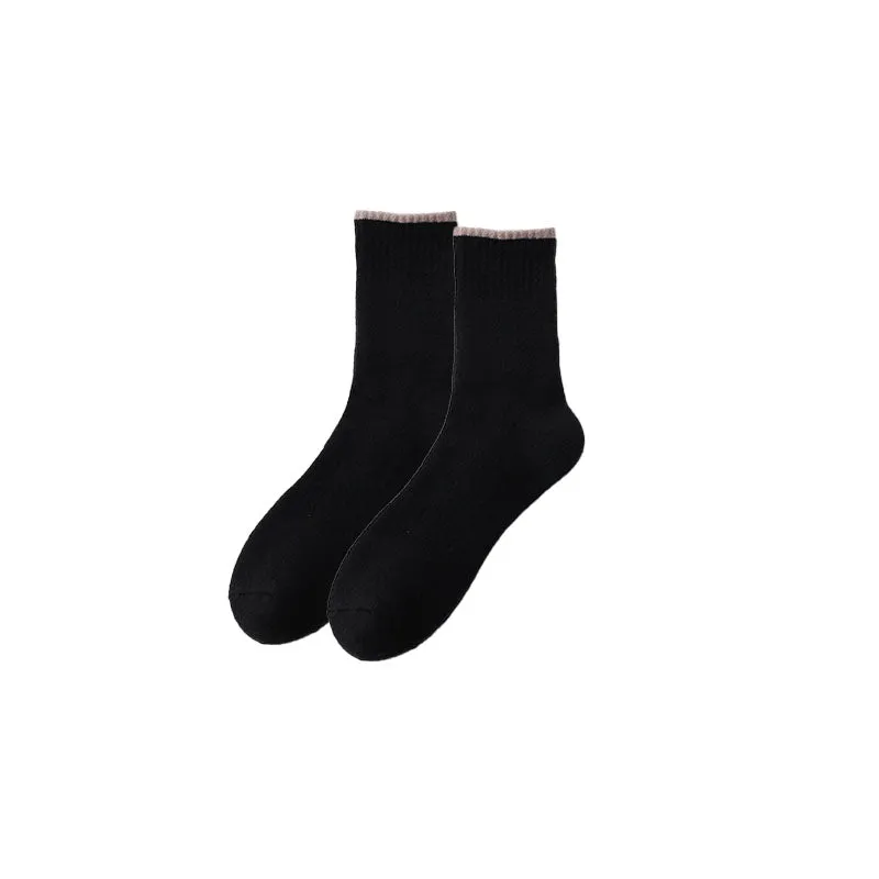 Sweetnana Men's Soft Warm Socks for Autumn/Winter Casual Crew Cotton Socks Simple Style Multicolor Available
