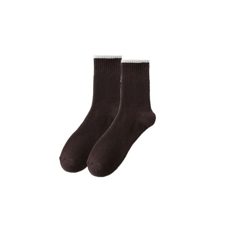 Sweetnana Men's Soft Warm Socks for Autumn/Winter Casual Crew Cotton Socks Simple Style Multicolor Available