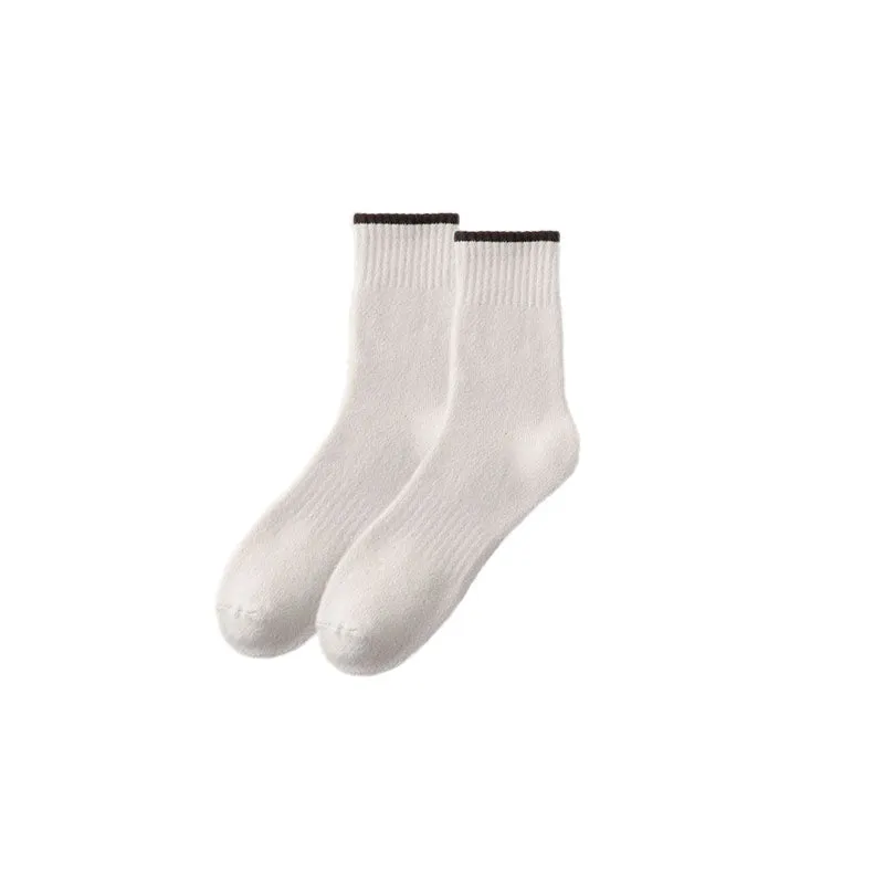 Sweetnana Men's Soft Warm Socks for Autumn/Winter Casual Crew Cotton Socks Simple Style Multicolor Available