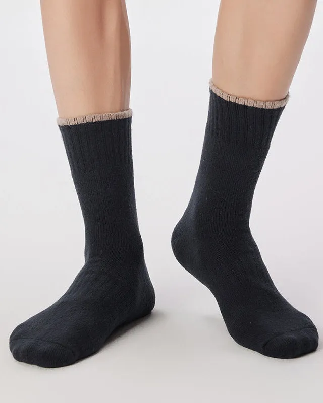 Sweetnana Men's Soft Warm Socks for Autumn/Winter Casual Crew Cotton Socks Simple Style Multicolor Available