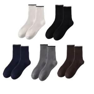 Sweetnana Men's Soft Warm Socks for Autumn/Winter Casual Crew Cotton Socks Simple Style Multicolor Available