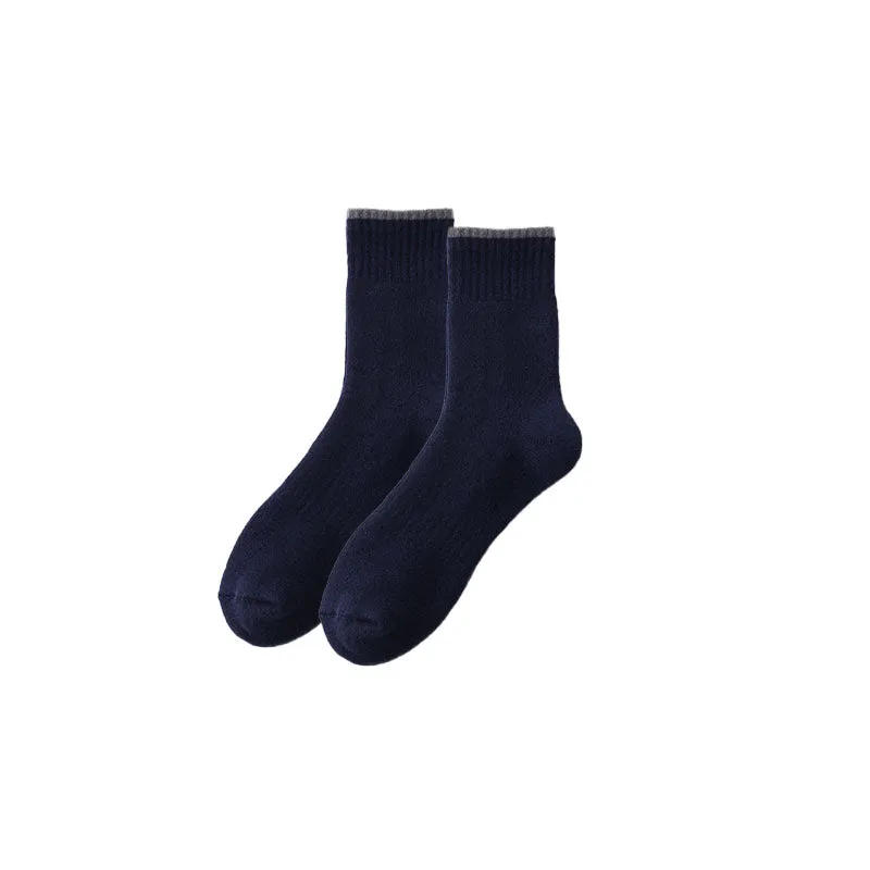 Sweetnana Men's Soft Warm Socks for Autumn/Winter Casual Crew Cotton Socks Simple Style Multicolor Available