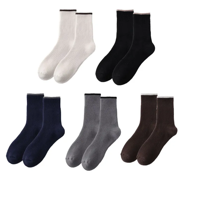 Sweetnana Men's Soft Warm Socks for Autumn/Winter Casual Crew Cotton Socks Simple Style Multicolor Available