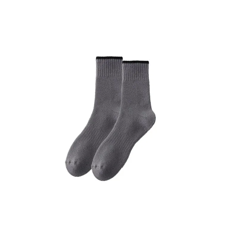 Sweetnana Men's Soft Warm Socks for Autumn/Winter Casual Crew Cotton Socks Simple Style Multicolor Available