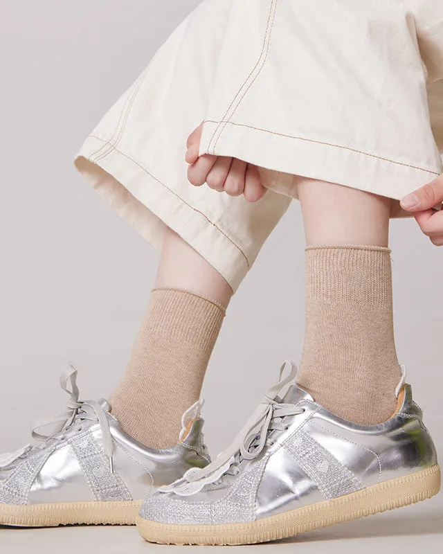 Sweetnana Solid Crew Socks for Women, Cozy Cotton Socks Seamless Socks, Multi Color Casual Socks.