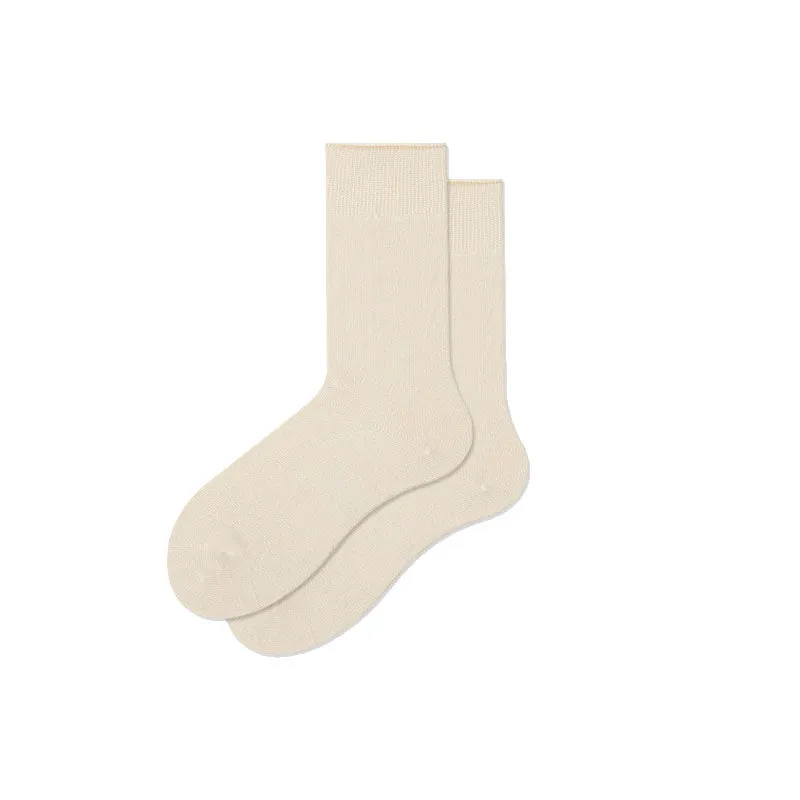 Sweetnana Solid Crew Socks for Women, Cozy Cotton Socks Seamless Socks, Multi Color Casual Socks.