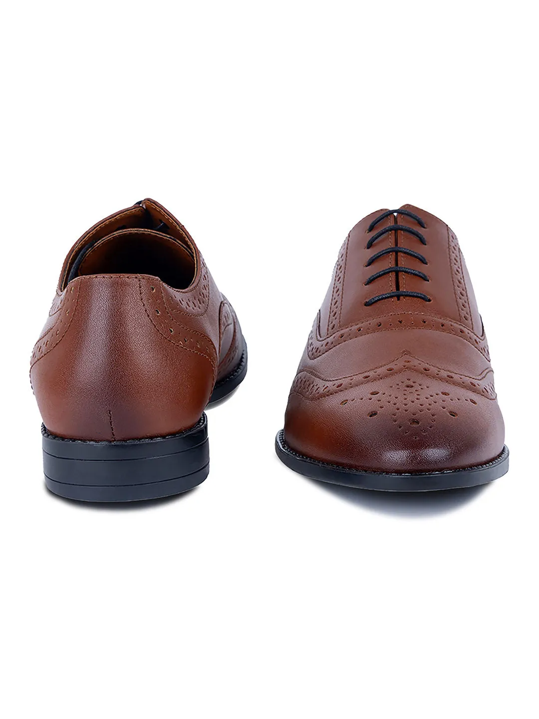 Tan Wingtip Brogue Style Comfortable Formal Lace Up Shoes