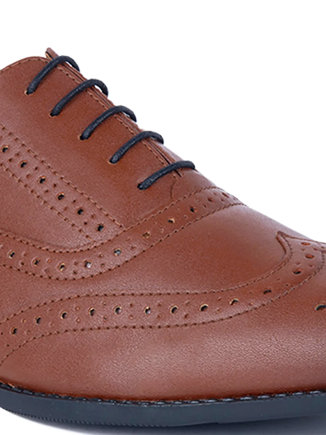 Tan Wingtip Brogue Style Comfortable Formal Lace Up Shoes