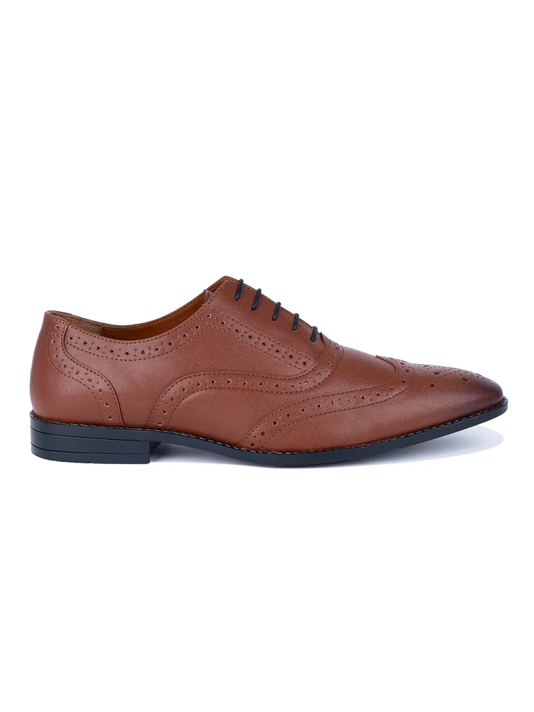 Tan Wingtip Brogue Style Comfortable Formal Lace Up Shoes