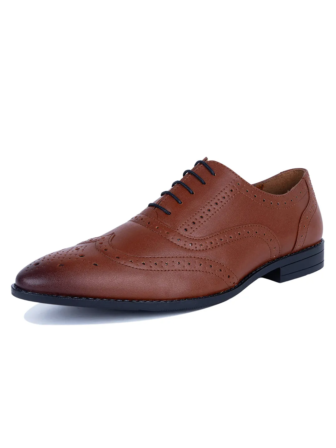 Tan Wingtip Brogue Style Comfortable Formal Lace Up Shoes