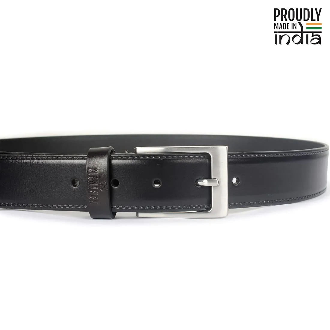 THE CLOWNFISH Men's Genuine Leather Belt - Black (Size - 36 inches)