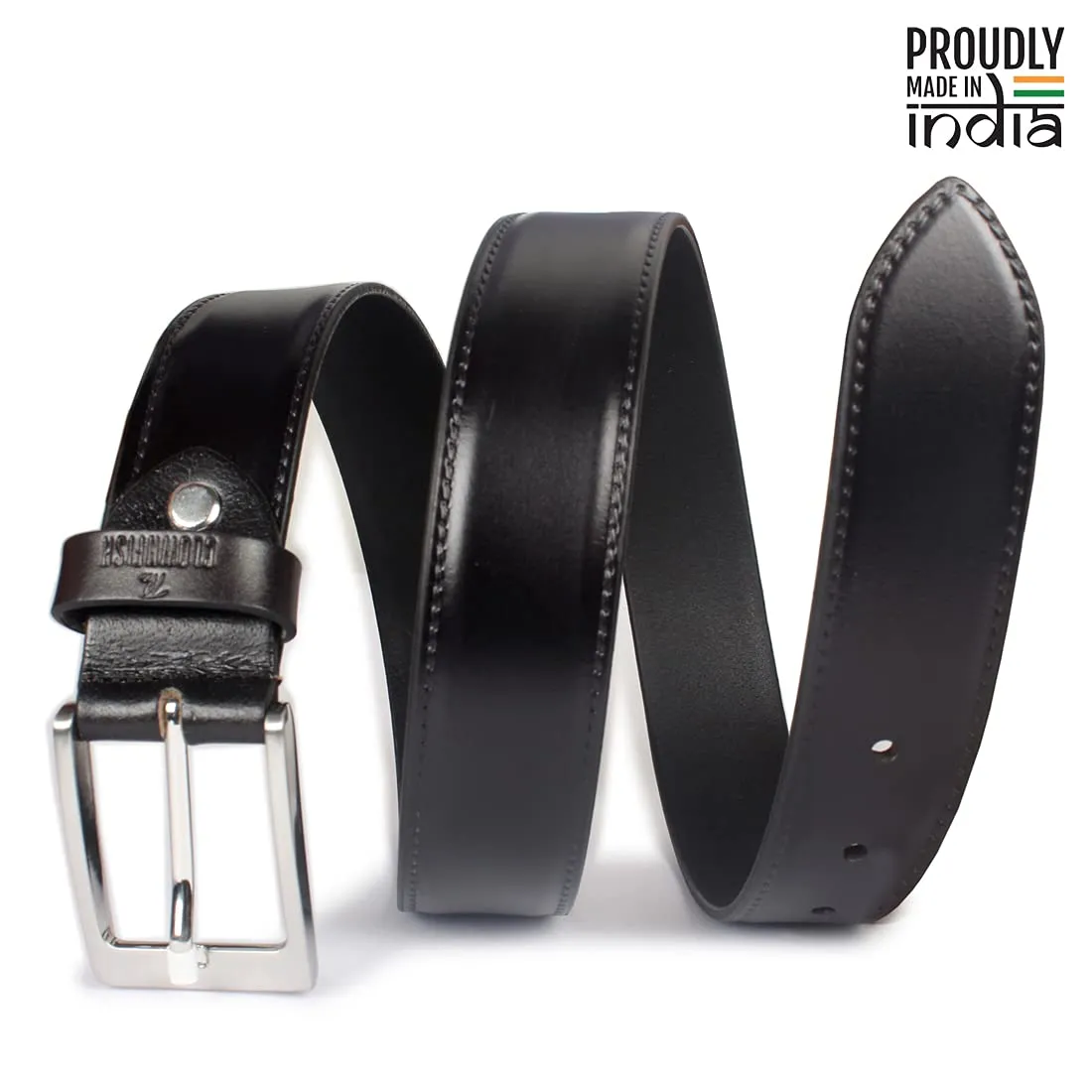 THE CLOWNFISH Men's Genuine Leather Belt - Black (Size - 36 inches)