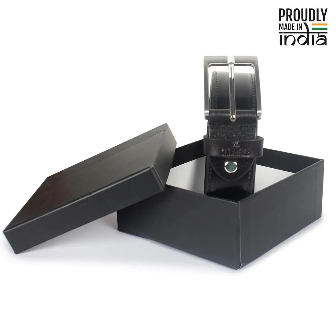 THE CLOWNFISH Men's Genuine Leather Belt - Black (Size - 36 inches)