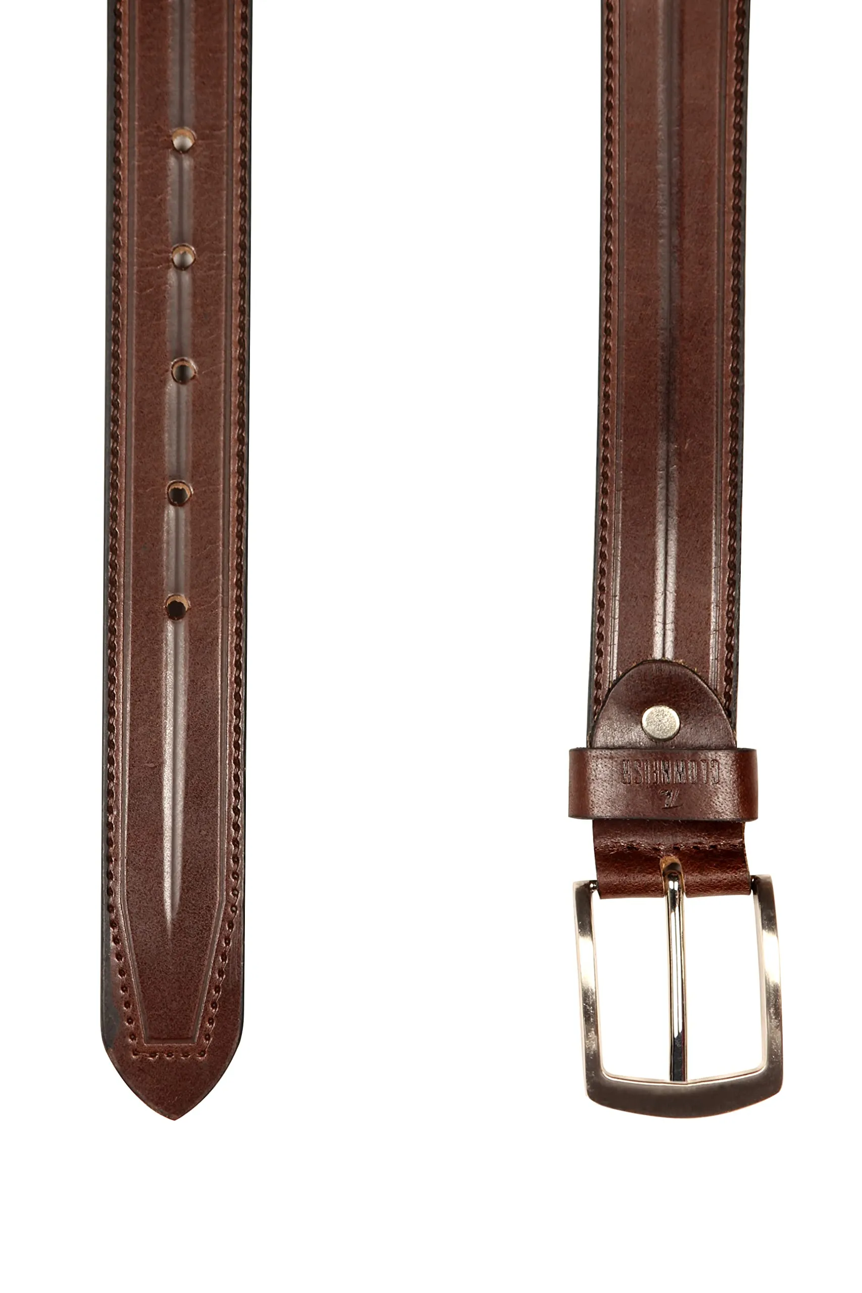 THE CLOWNFISH Men's Genuine Leather Belt with Textured/Embossed Design-Chocolate Brown (Size-36 inches)