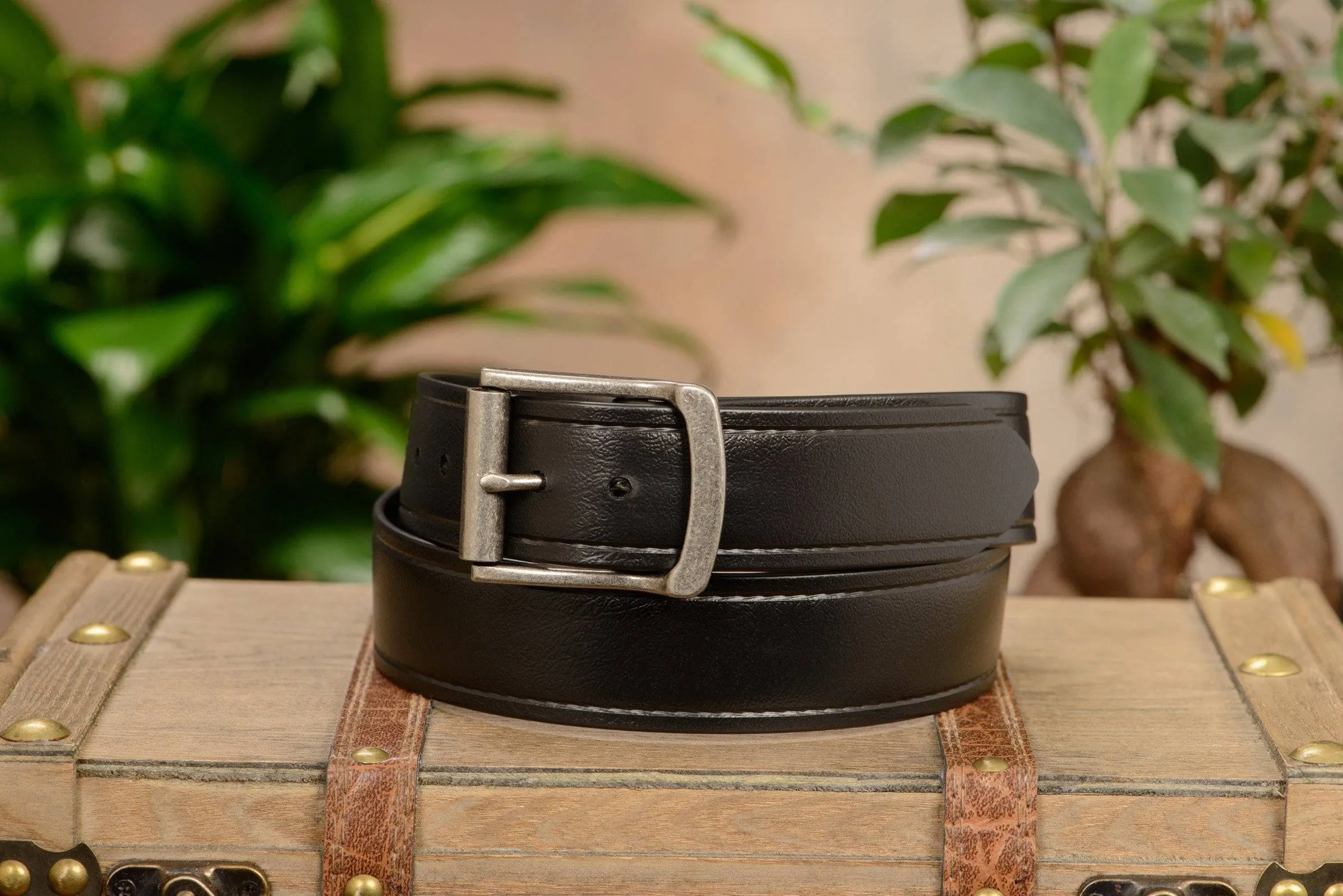 The Hercules Belt™ -  Black With Antique Nickel Hercules Buckle 1.50" (H100)
