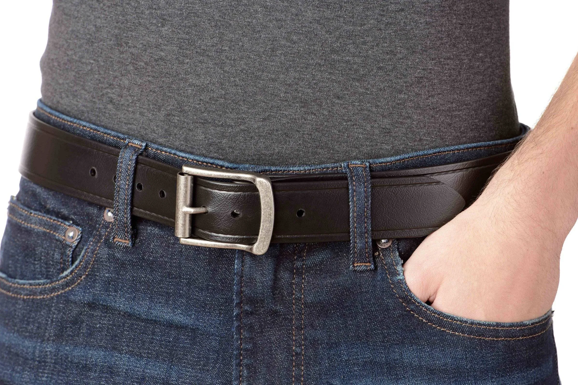 The Hercules Belt™ -  Black With Antique Nickel Hercules Buckle 1.50" (H100)