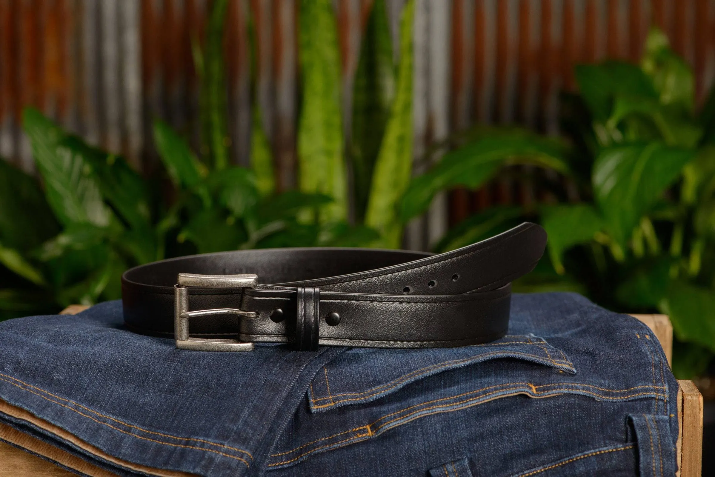 The Hercules Belt™ -  Black With Antique Nickel Roller Buckle 1.50" (H150)