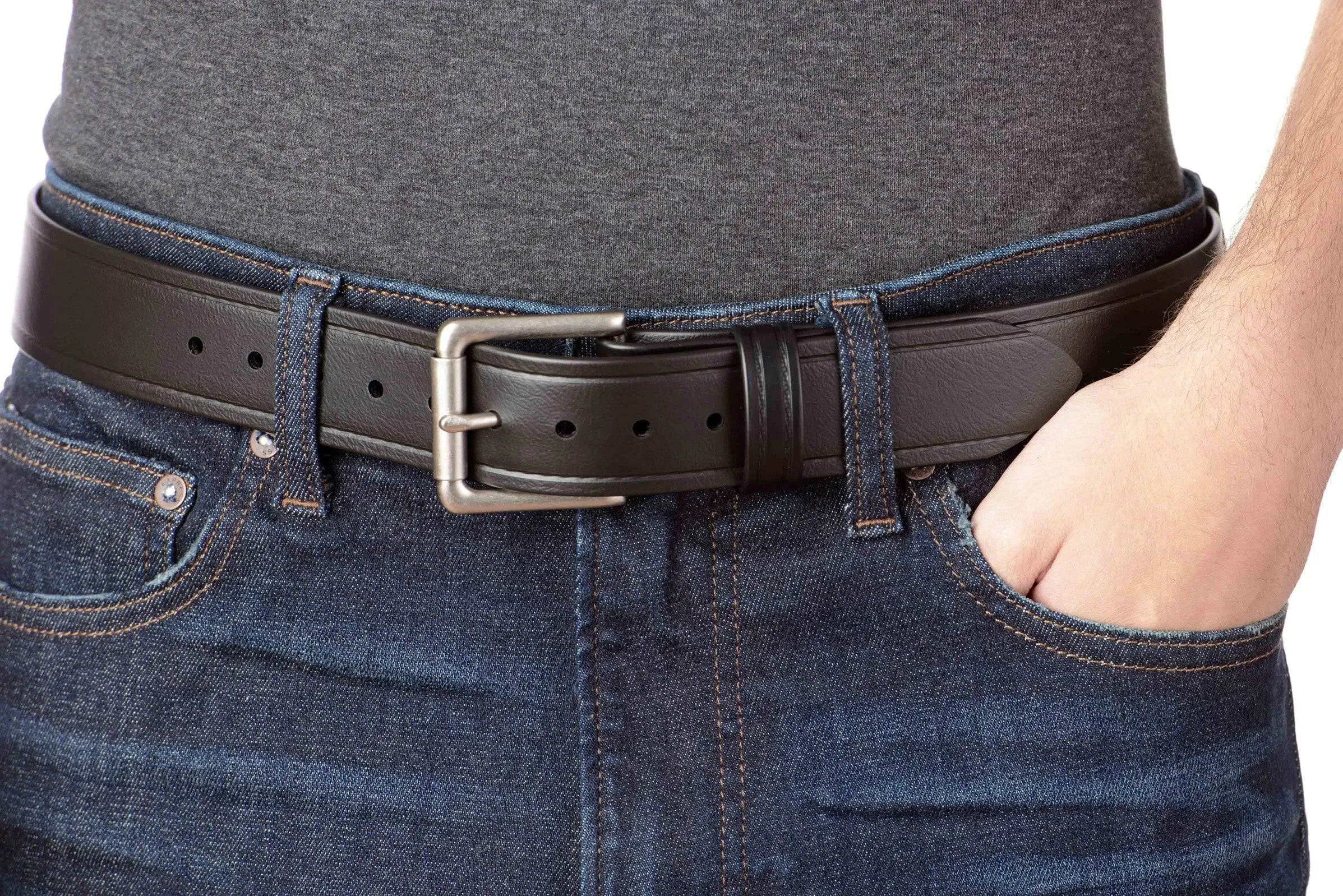 The Hercules Belt™ -  Black With Brushed Nickel Roller Buckle 1.50" (H125)